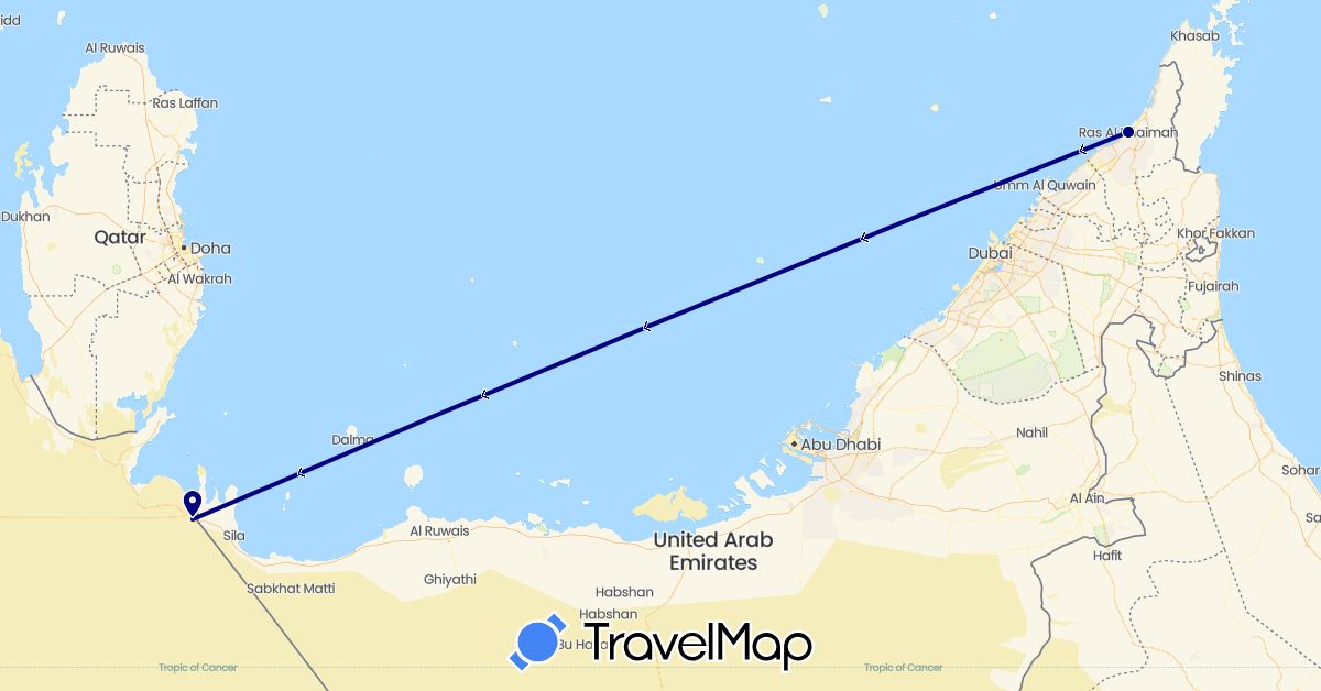 TravelMap itinerary: driving in United Arab Emirates, Saudi Arabia (Asia)